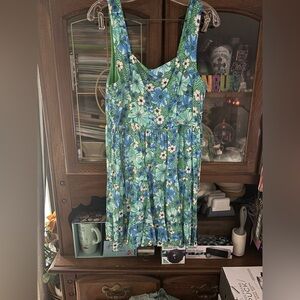 Floral Green and Blue Dress